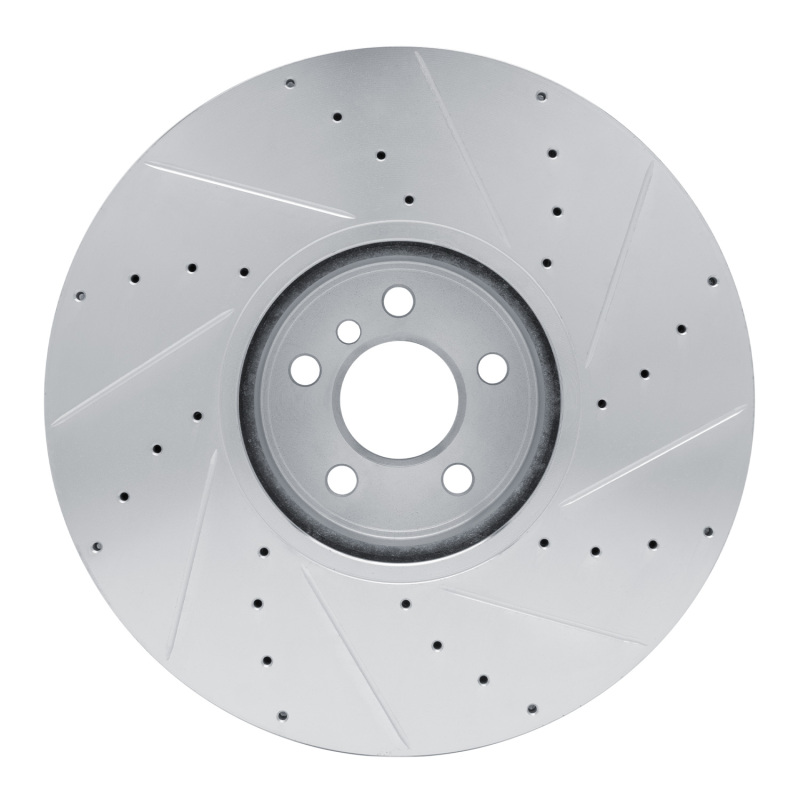 BMW M240i xDrive Brake Rotor (1) - Left Front - R1 Concepts - Drilled & Slotted - Silver - `16-`25